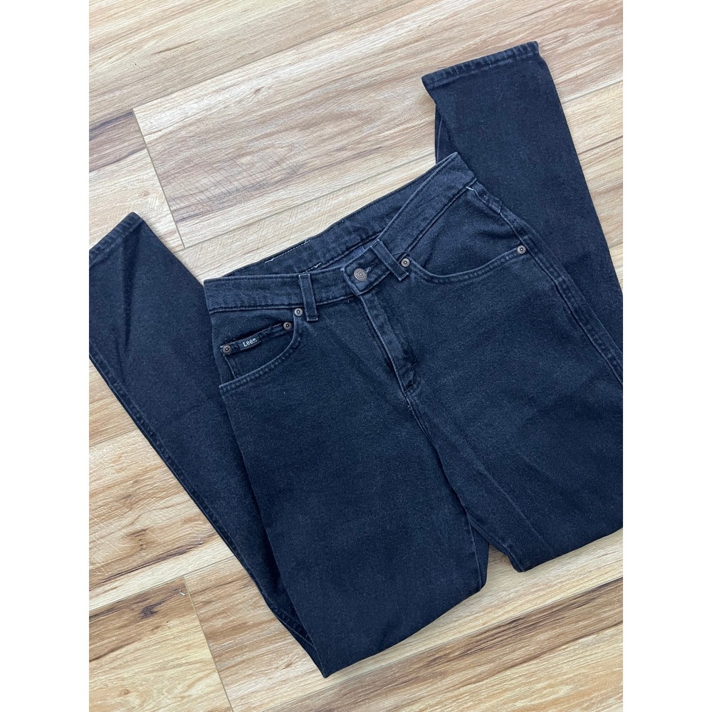 Lee Original Jeans Wm 4M Black High Rise Tapered Leg Denim Vintage Style 90s - Picture 2 of 8
